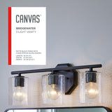CANVAS Bridgewater 3-Light Vanity Light Fixture with Rippled Glass Shade, Black image 4
