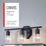 CANVAS Bridgewater 3-Light Vanity Light Fixture with Rippled Glass Shade, Black image 5