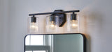 CANVAS Bridgewater 3-Light Vanity Light Fixture with Rippled Glass Shade, Black image 7