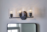 CANVAS Bridgewater 3-Light Vanity Light Fixture with Rippled Glass Shade, Black image 8