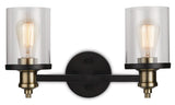 CANVAS Calliet 2-Light Vanity Light, Matte Black/Brass