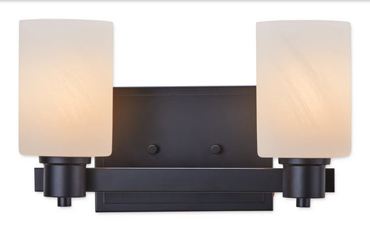 Canvas Cambray 2-Light Alabaster Shade Vanity Light, Black