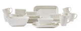 CANVAS Cornerbrook Square Stoneware Dinnerware Set with Serveware, Serves 8, 34-pc, Warm White