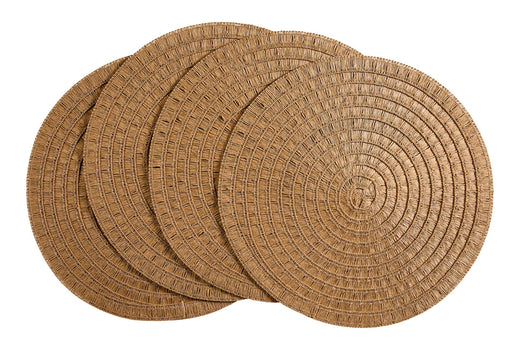 CANVAS Crochet Natural Placemats, Round, Hand-woven, 4-pk