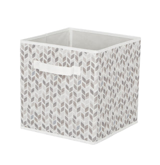 CANVAS Cube Fabric Drawer Basket, White and Grey Tiled, 10.5 x 10.5 x 11-in