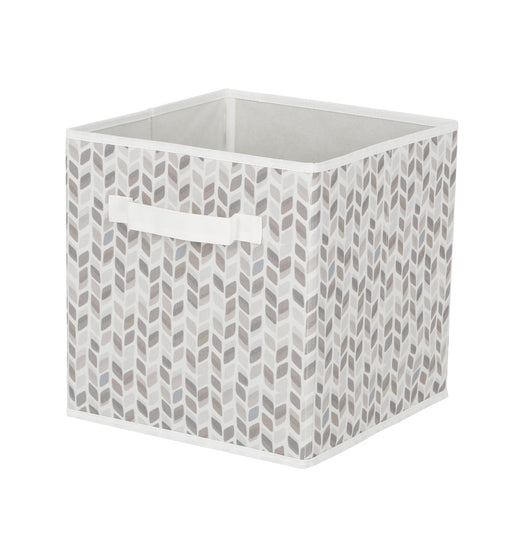 CANVAS Cube Fabric Drawer Basket, White and Grey Tiled, 10.5 x 10.5 x 11-in