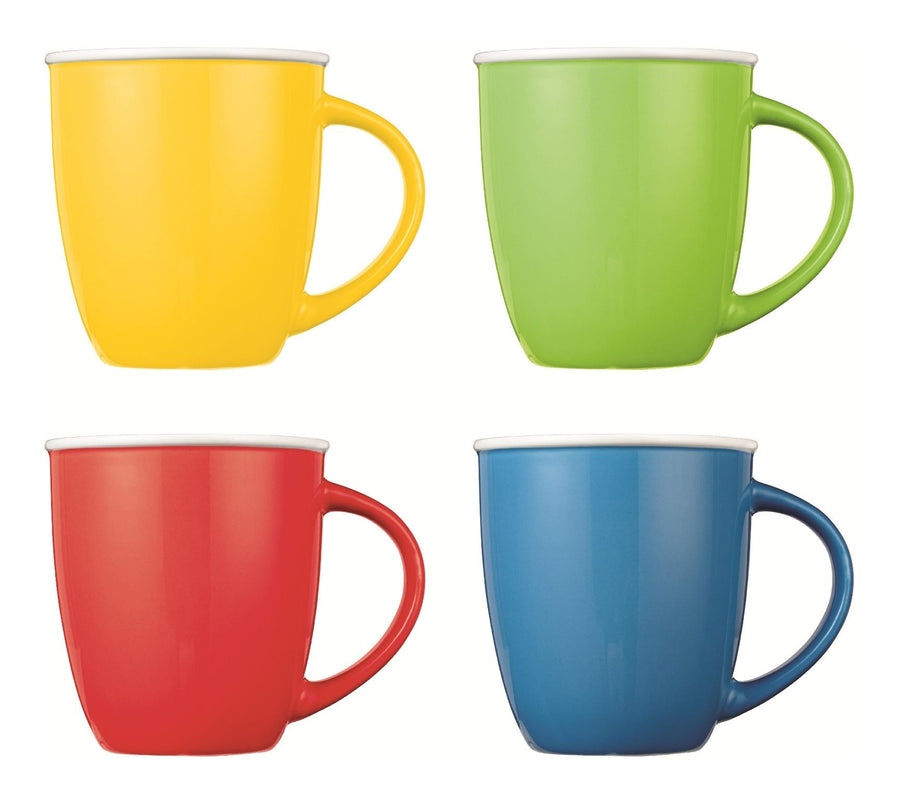 CANVAS Easton Ceramic Mug Set, 13.5-oz, Assorted Colours, 4-pc, Dishwasher and Microwave Safe