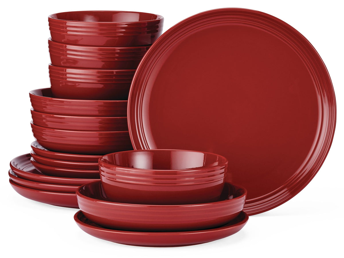 CANVAS Edenhill Farmhouse Bistro Stoneware Dinnerware Set, Serves 4, 16-pc, Red