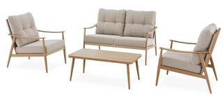 CANVAS Elmvale Outdoor Patio Conversation Set with Rattan Back and Tufted Cushions, Tan, 4-pc