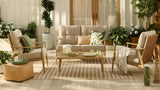 CANVAS Elmvale Outdoor Patio Conversation Set with Rattan Back and Tufted Cushions, Tan, 4-pc image 6