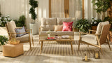CANVAS Elmvale Outdoor Patio Conversation Set with Rattan Back and Tufted Cushions, Tan, 4-pc image 7