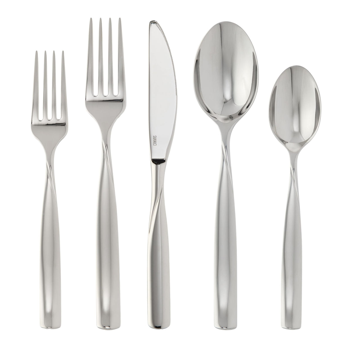 CANVAS Enfield Twist Flatware Set, Stainless Steel, Serves 4, 20-pc