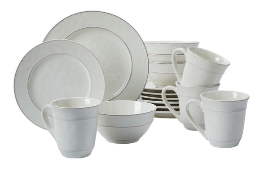 CANVAS Gablehurst Stoneware Dinnerware Set with Mugs, Serves 4, 16-pc, Cream Reactive Glaze