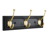 CANVAS Galena Stainless Steel 3-Hook Rail, Black/Brass, 16-in