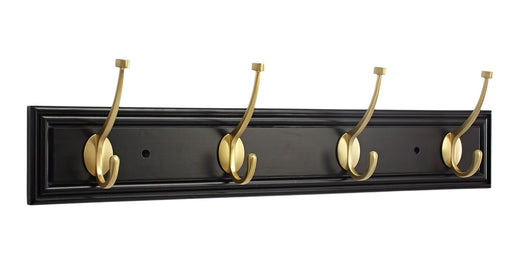 CANVAS Galena Stainless Steel 4-Hook Pill Top Rail, Black/Brass, 27-in