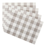 CANVAS Gingham Plaid Checkered Rectangle Placemat, Silver/Ivory, 13-in x 18-in, 4-pk