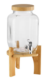 CANVAS Glass Drink Dispenser, 4-L, with Bamboo Stand & Lid