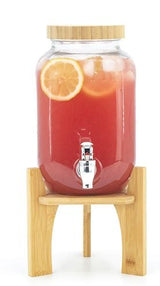 CANVAS Glass Drink Dispenser, 4-L, with Bamboo Stand & Lid image 3