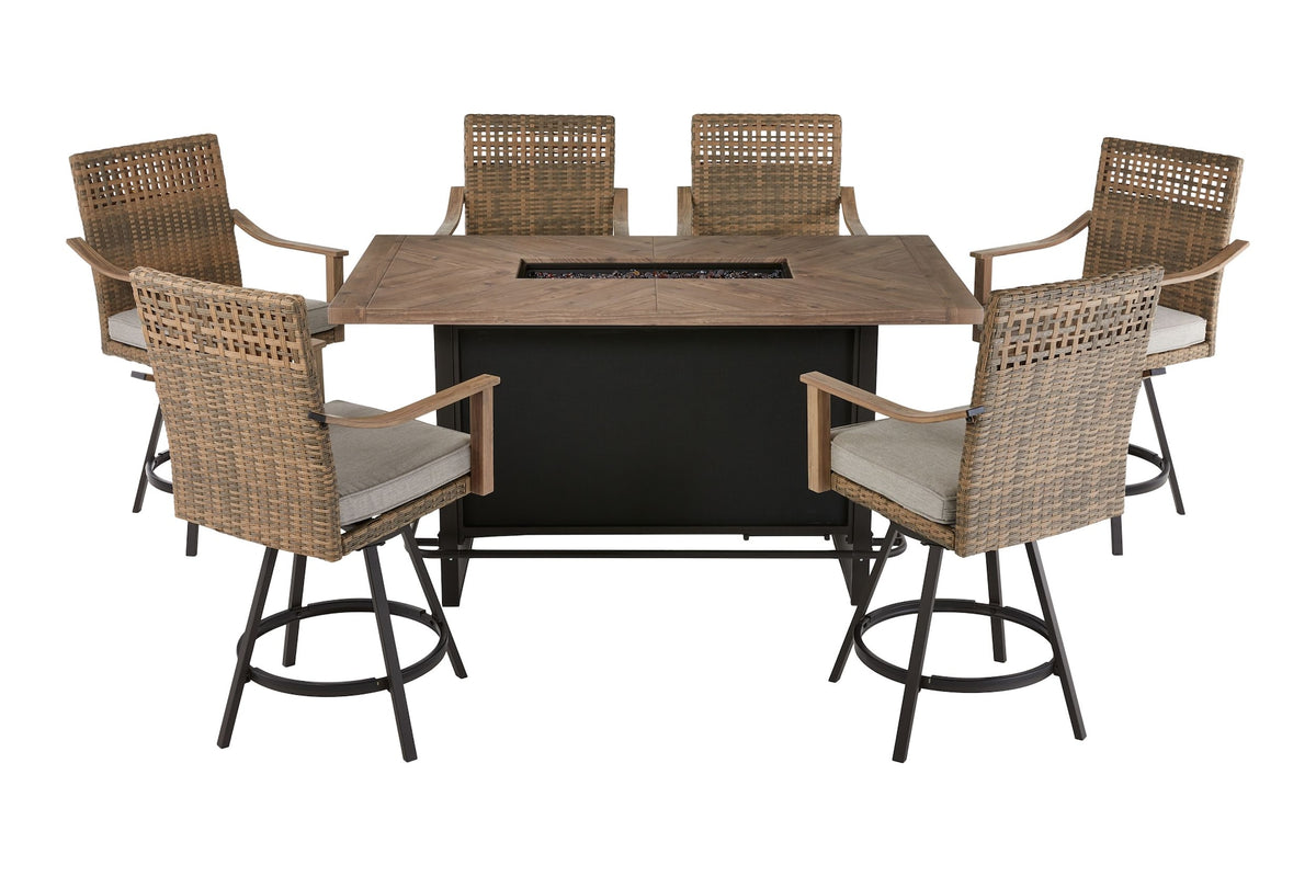CANVAS Granville Fire Outdoor Dining Set with Water/Stain/Fade-Resistant Cushions, 7-pc