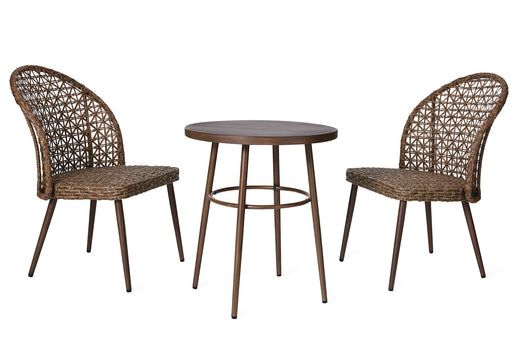 CANVAS Grayling Wicker Outdoor Patio Chat Set with Padded Cushions, Brown, 3-pc