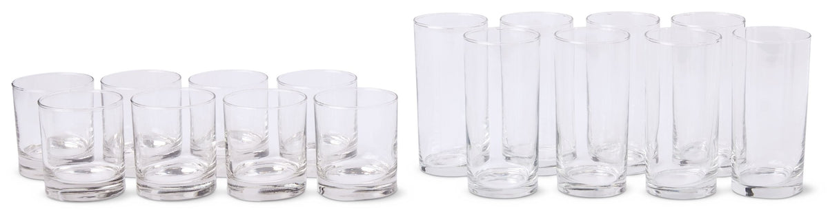 CANVAS Heavy Base Glassware Tumbler Set, Clear, 11 oz & 15 oz, 16-pc