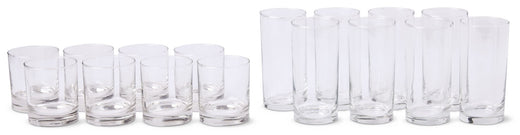 CANVAS Heavy Base Glassware Tumbler Set, Clear, 11 oz & 15 oz, 16-pc