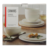 CANVAS Highbury Ribbed New Bone Dinnerware Set, Serves 4, 12-pc, White image 3