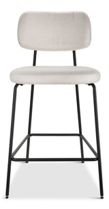 Canvas Kase Upholstered Counter Stool with Back Rest, Off-white/Light Grey