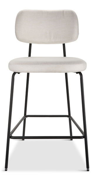 Canvas Kase Upholstered Counter Stool with Back Rest, Off-white/Light Grey