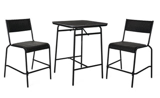 CANVAS Kensington Outdoor Patio High Dining Set with Stone Table Top, Black, 3-pc
