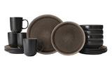 CANVAS Kenway Stoneware Dinnerware Set, Serves 4, 16-pc, Matte Black & Taupe Reactive Glaze image 2