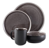 CANVAS Kenway Stoneware Dinnerware Set, Serves 4, 16-pc, Matte Black & Taupe Reactive Glaze image 4