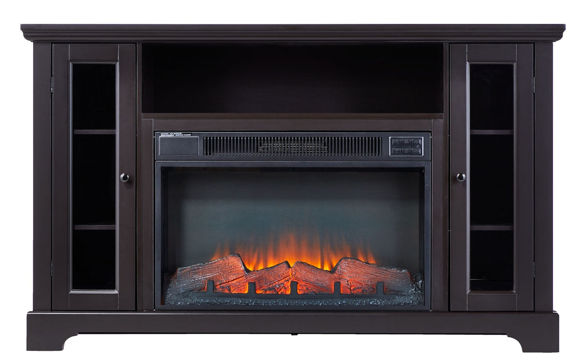 CANVAS Kingwood Media Electric Fireplace TV Stand, 57-in, 1500W, Includes Remote Control, Brown