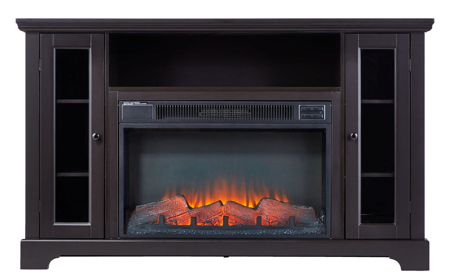 CANVAS Kingwood Media Electric Fireplace TV Stand, 57-in, 1500W, Includes Remote Control, Brown