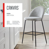 Canvas Koen Bar Elegant Counter Stool with Footrest, Grey image 5