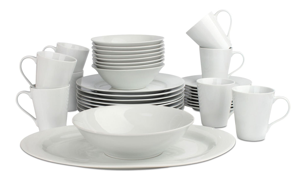 CANVAS Lauren 34pc Porcelain Dinnerware Set, Serves 8, White