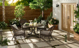 CANVAS Lorette Outdoor Patio Round Dining Set with Wicker Chairs and Built-in Umbrella Pedestal, Brown, 5-pc image 5