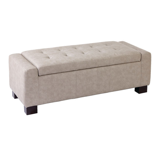 CANVAS Louisa Upholstered Hinge-Top Storage Ottoman/Bench With Padded Seat, Light Grey