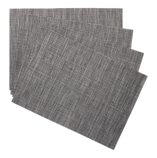 CANVAS Lurex Rectangle Textilene Woven Placemat, Gunmetal, 13-in x 18-in, 4-pk