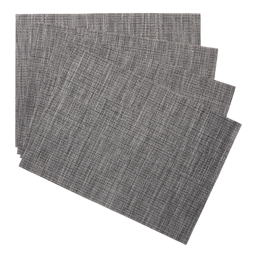 CANVAS Lurex Rectangle Textilene Woven Placemat, Gunmetal, 13-in x 18-in, 4-pk