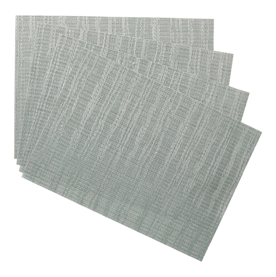 CANVAS Lurex Rectangle Textilene Woven Placemat, Sage, 13-in x 18-in, 4-pk