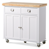 CANVAS Mayfield Wood Top Kitchen Utility Storage Cart/Island With Locking Wheels, White