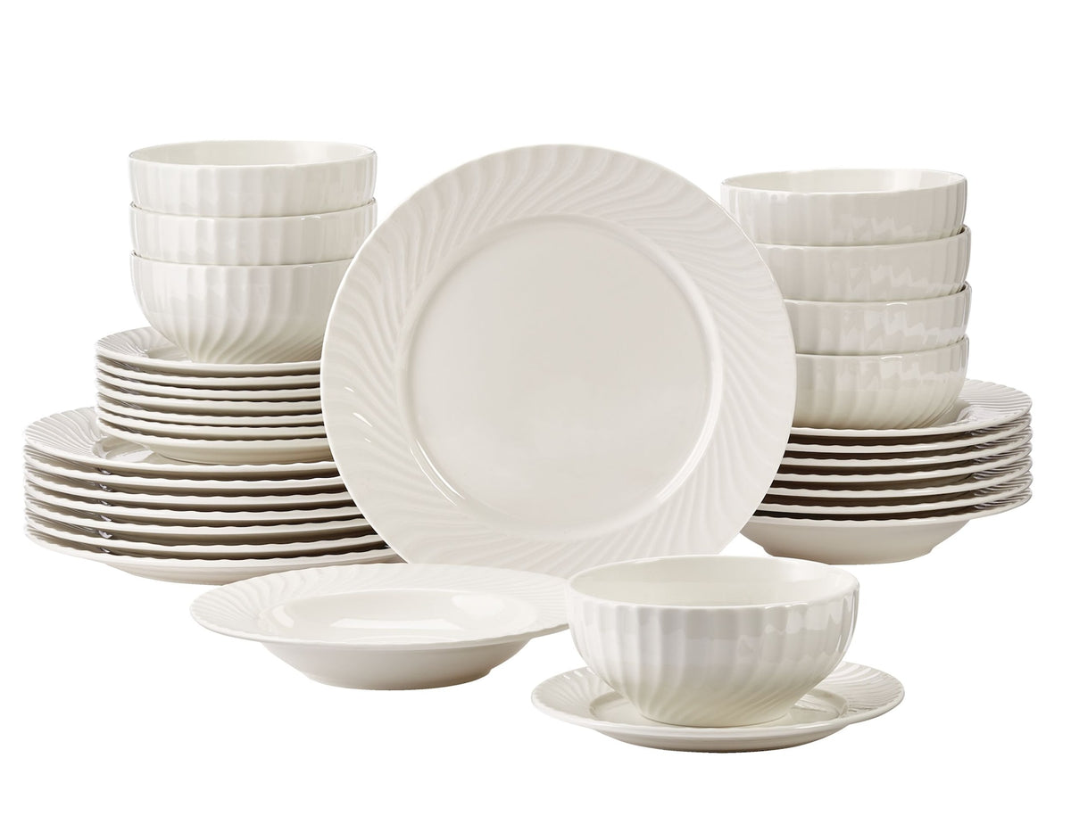 CANVAS Milliken Embossed Stoneware Dinnerware Set, Serves 8, 32-pc, White