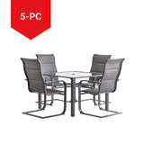 CANVAS Minden Steel Outdoor Patio Dining Set with Glass Top Table, Grey, 5-pc image 3
