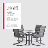 CANVAS Minden Steel Outdoor Patio Dining Set with Glass Top Table, Grey, 5-pc image 5
