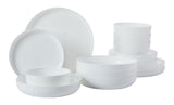 CANVAS Opal Tempered Glass Modern Coupe Dinnerware Set, Serves 4, 16-pc