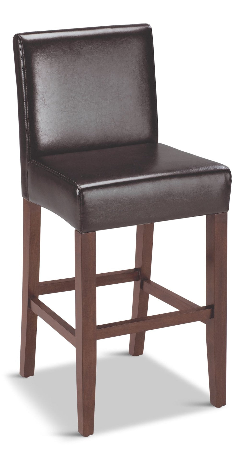 CANVAS Parsons Wood & PU Leather Bar Stool With Backrest, Dark Brown
