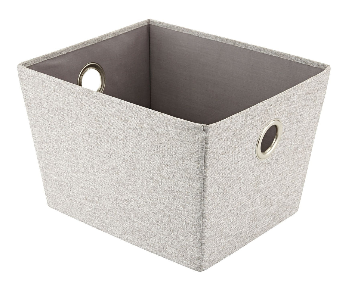 CANVAS Piper Rectangular Fabric Basket, Grey, 13.4 x 11 x 9-in
