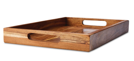 CANVAS Rectangular Wood Serving Tray with Round Handles, 18-in