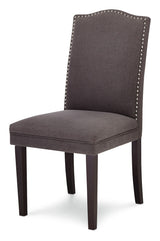 CANVAS Regent Nailhead Upholstered Dining Chairs with Solid Wood Legs (2-Piece Set), Grey